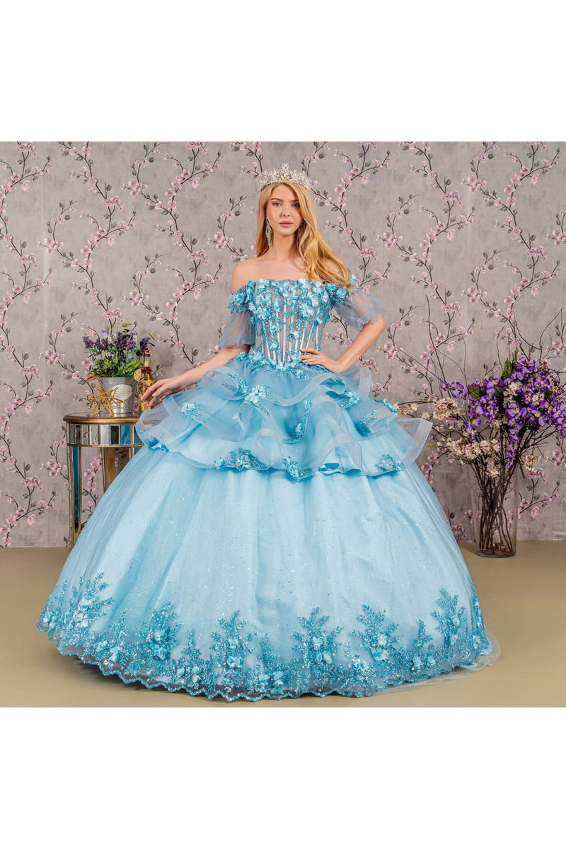 3D Floral Sheer Ball Gown by Elizabeth KGL3180