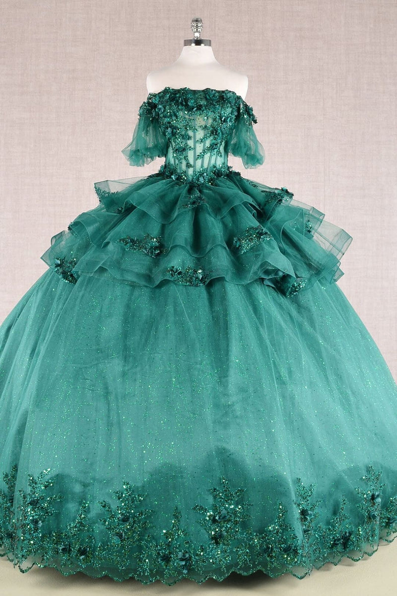 3D Floral Sheer Ball Gown by Elizabeth KGL3180