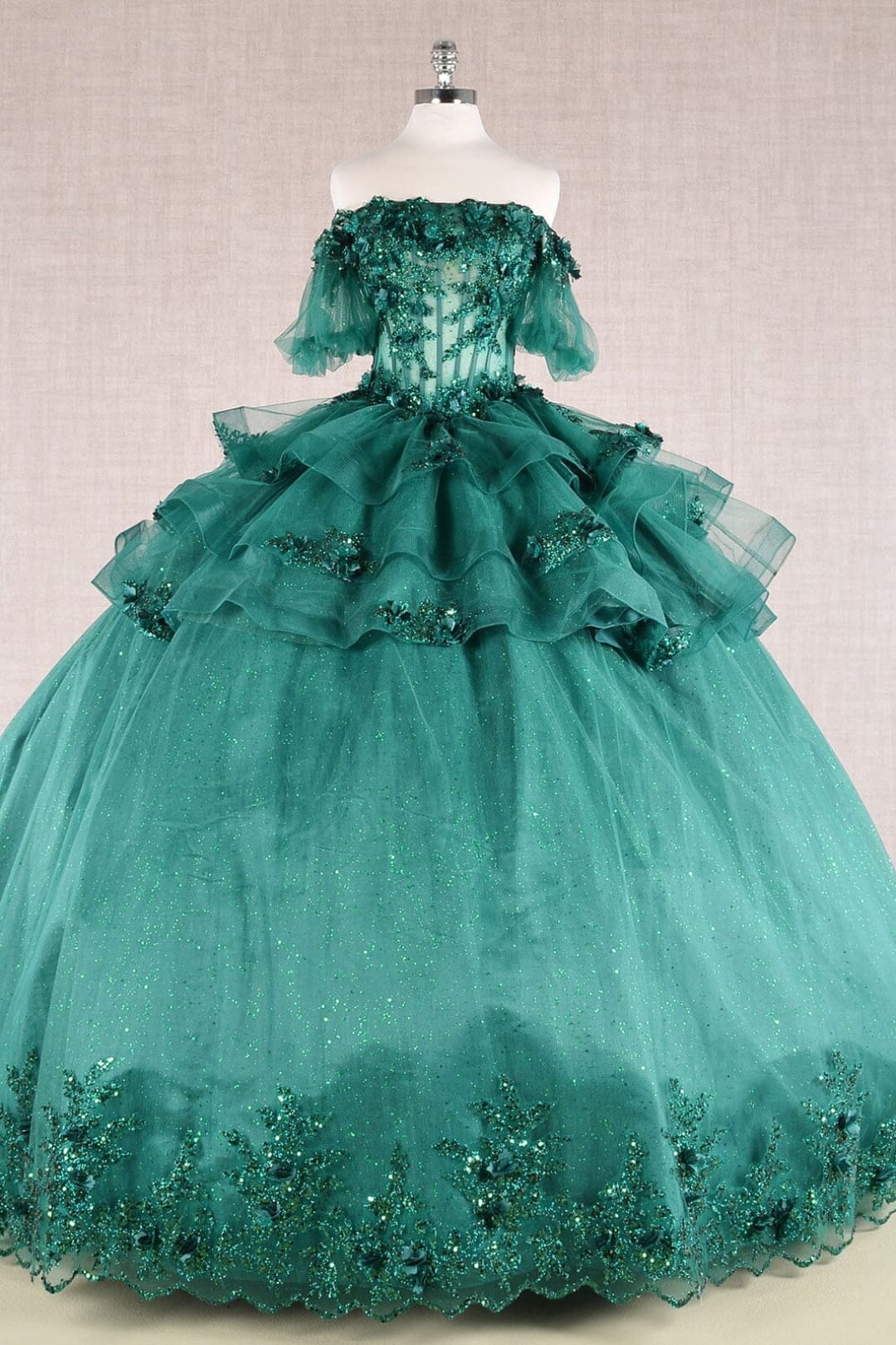 3D Floral Sheer Ball Gown by Elizabeth KGL3180
