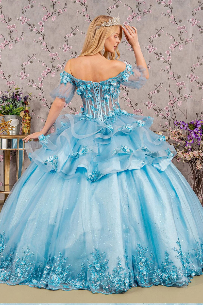 3D Floral Sheer Ball Gown by Elizabeth KGL3180