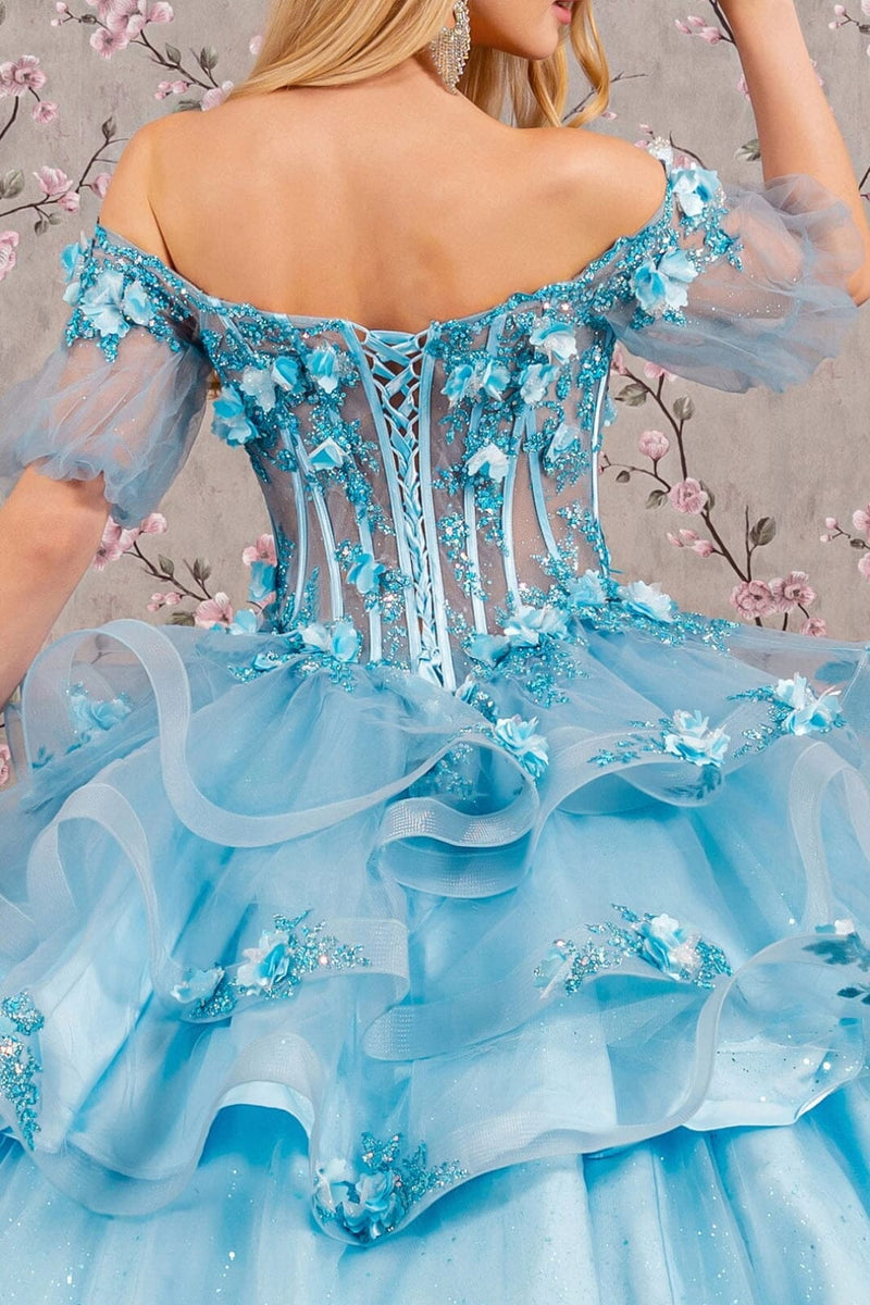 3D Floral Sheer Ball Gown by Elizabeth KGL3180