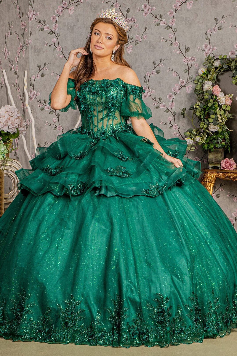 3D Floral Sheer Ball Gown by Elizabeth KGL3180