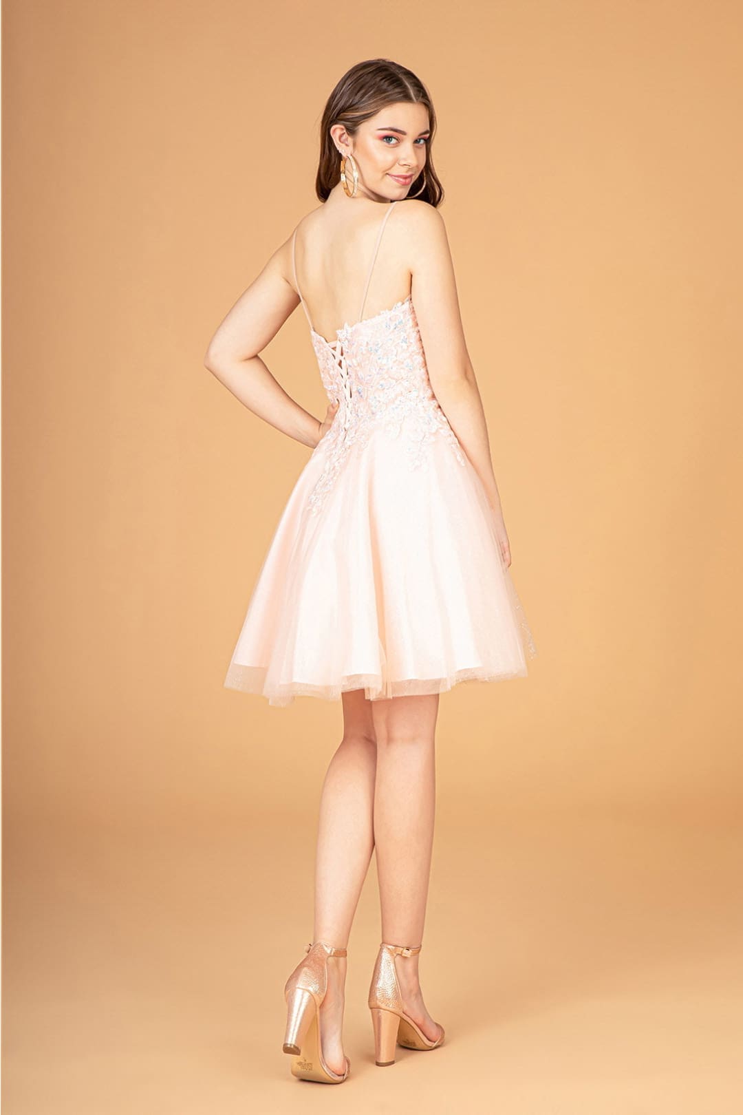 3D Floral Short A-line Dress by Elizabeth KGS3094