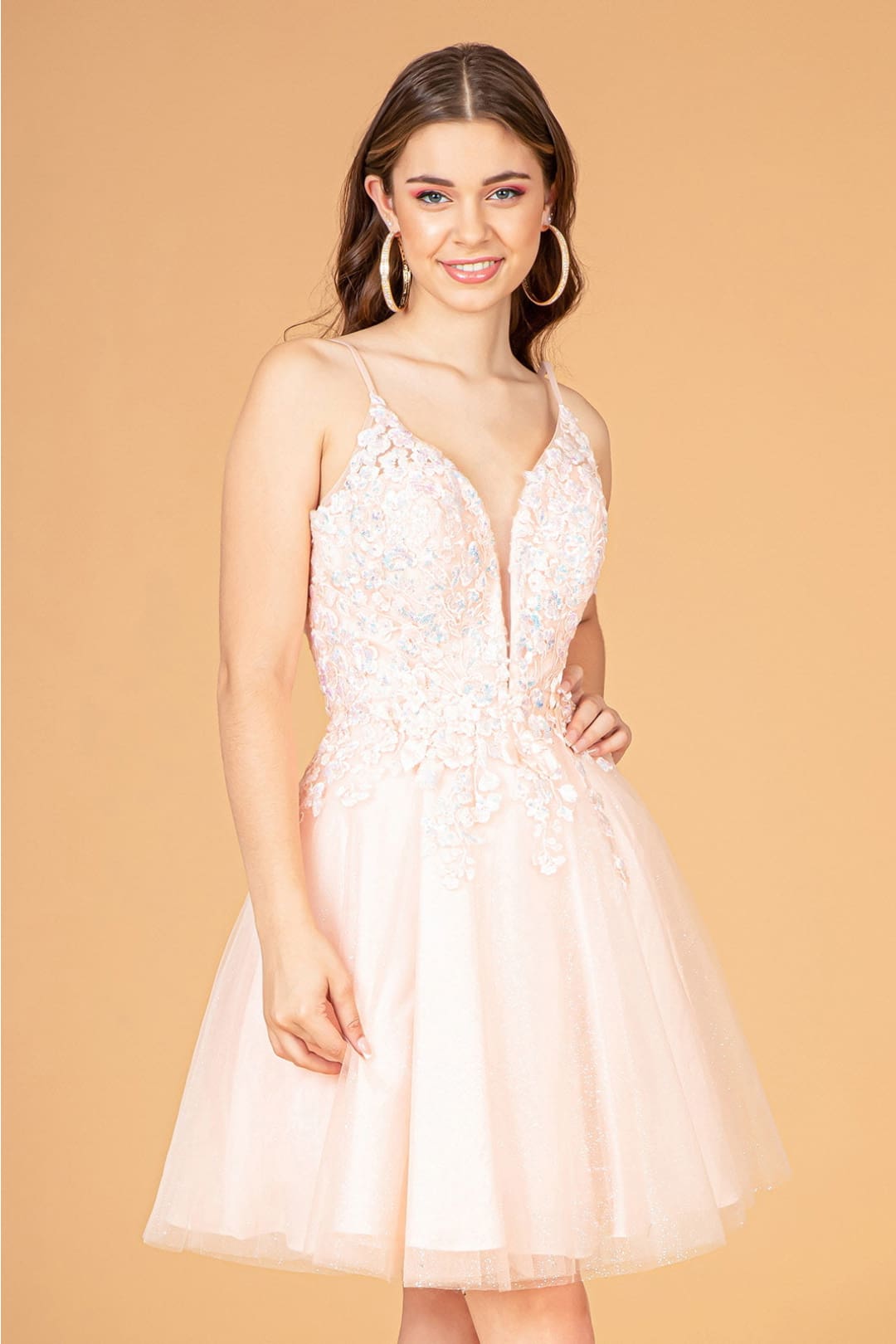 3D Floral Short A-line Dress by Elizabeth KGS3094