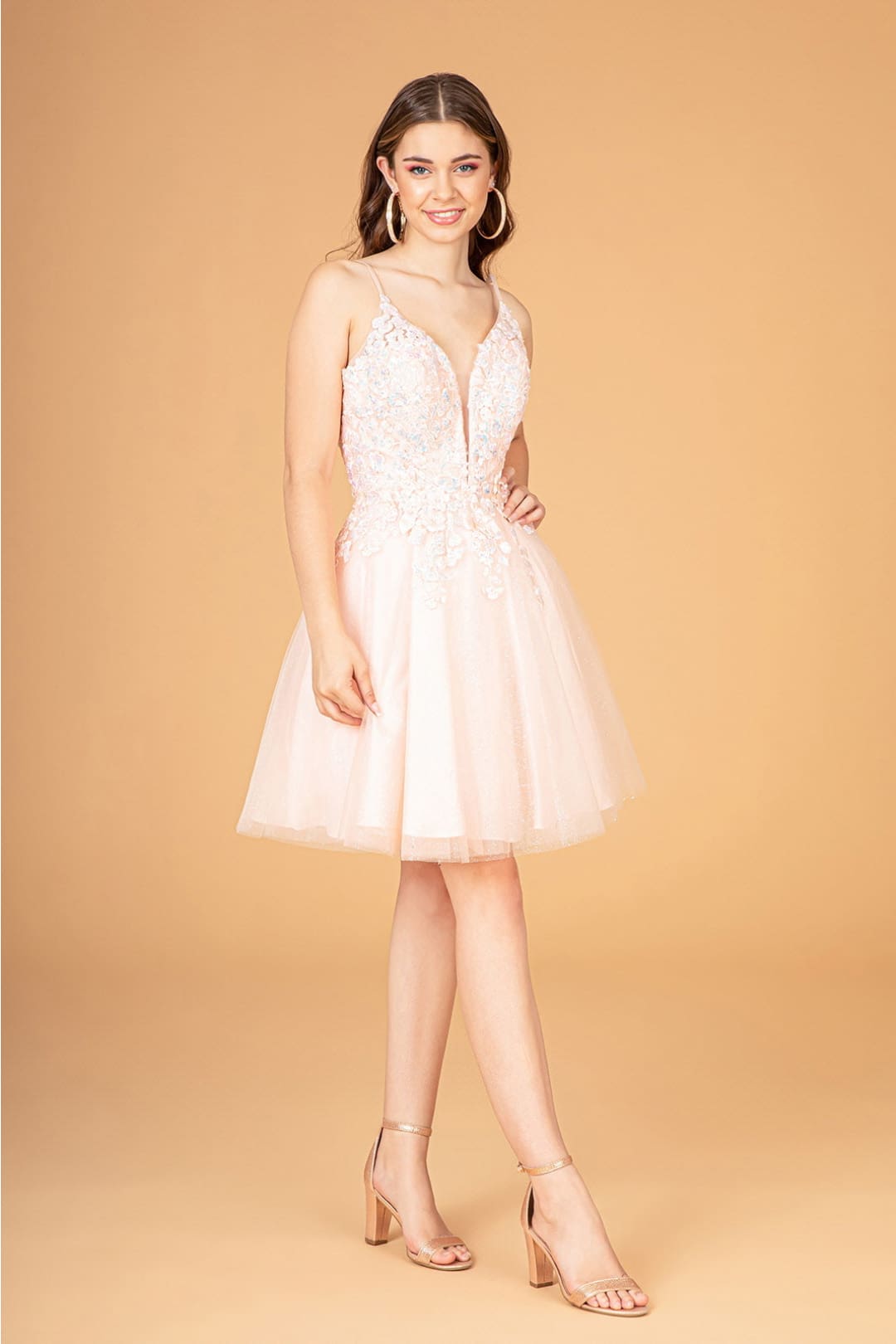 3D Floral Short A-line Dress by Elizabeth KGS3094