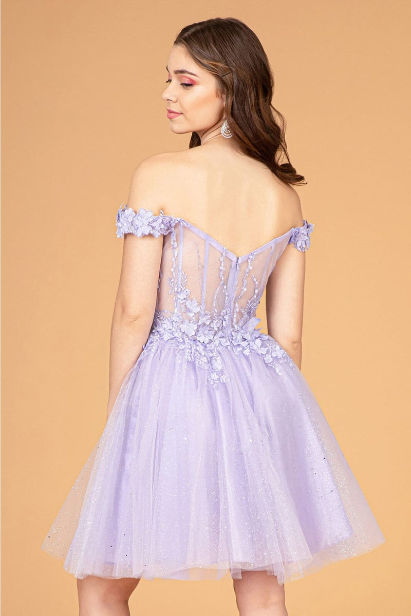 3D Floral Off Shoulder Dress by Elizabeth KGS3096