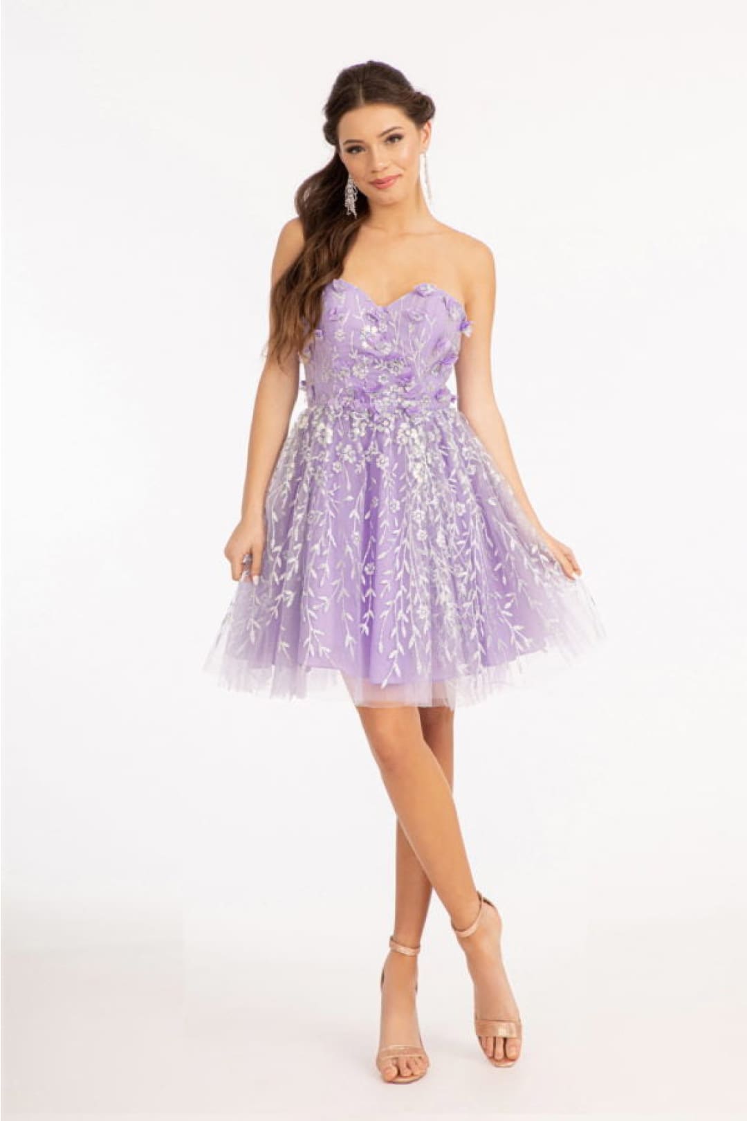 3D Floral Strapless Mesh Dress by Elizabeth KGS1995
