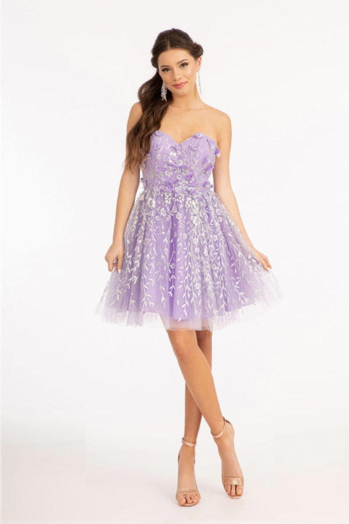 3D Floral Strapless Mesh Dress by Elizabeth KGS1995
