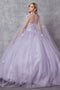 Juliet 1435 3D Floral Applique Glitter Tulle Strapless Dress