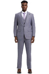 Men's Stacy Adams Vested One Button Wide Peak Lapel Windowpane Plaid Suit in Light Grey