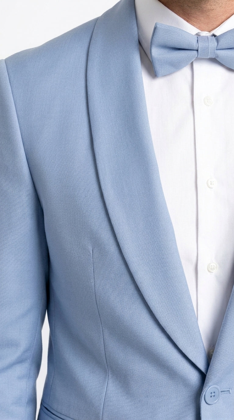 Men’s Powder Blue 2 Piece Tuxedo Suit – Light Blue Wedding Prom Tux with Matching Pants Light Baby Blue