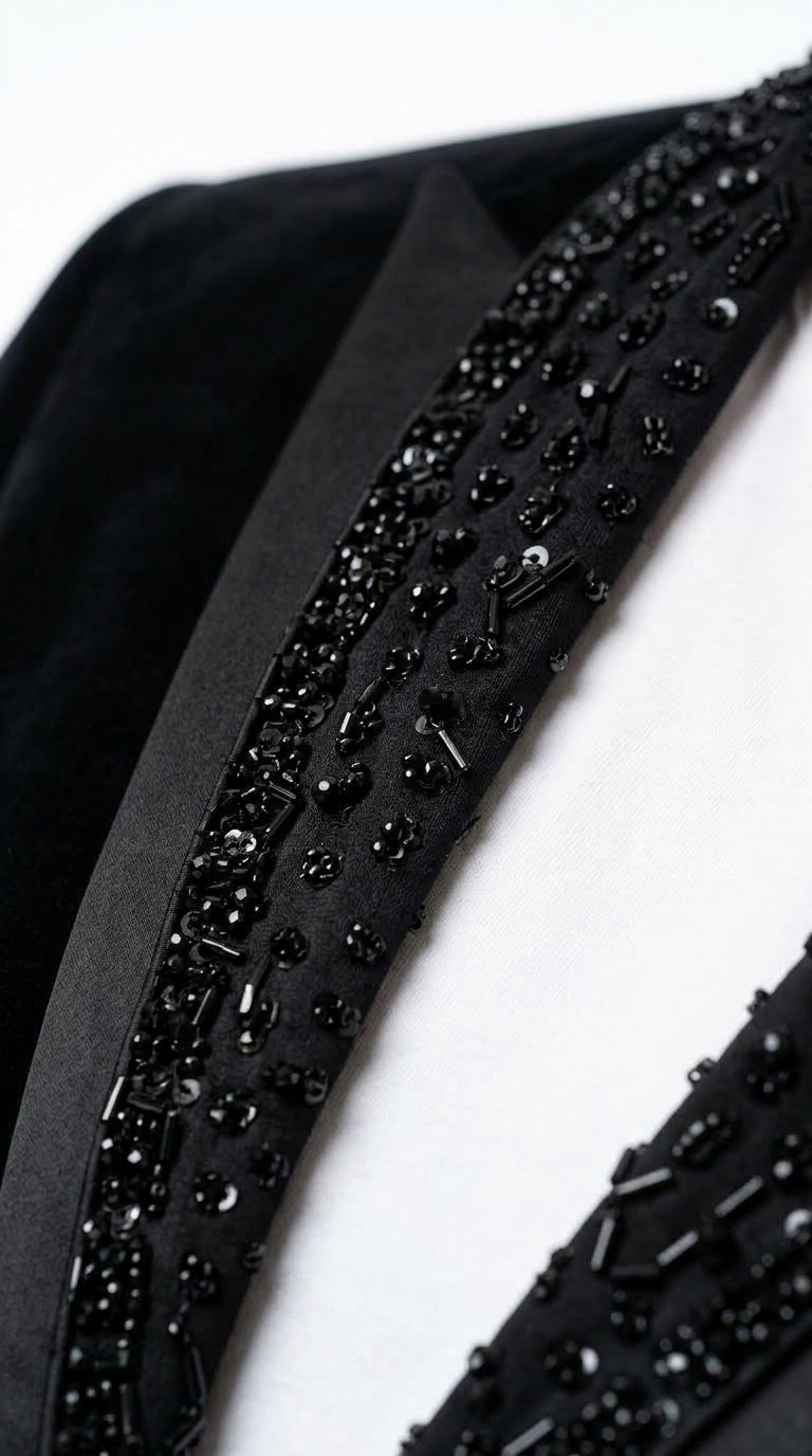 Men’s Black Velvet Western Blazer – Rhinestone Formal Cowboy Sport Jacket Removable Rhinestone Glitter Lapel