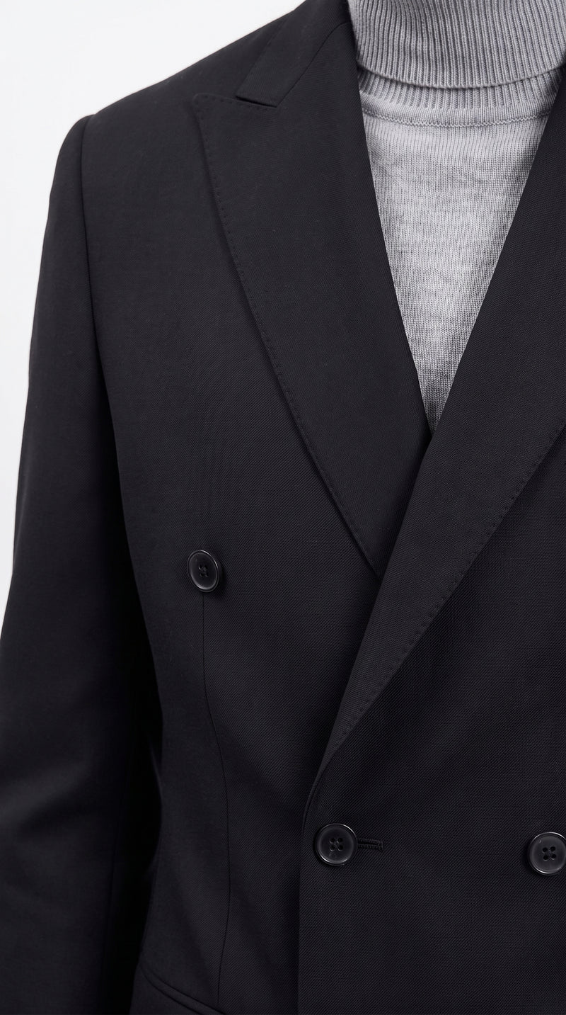 Men's Designer Stacy Adams Classic Double Breasted Suit in Black  Peak Lapel Slim fit
