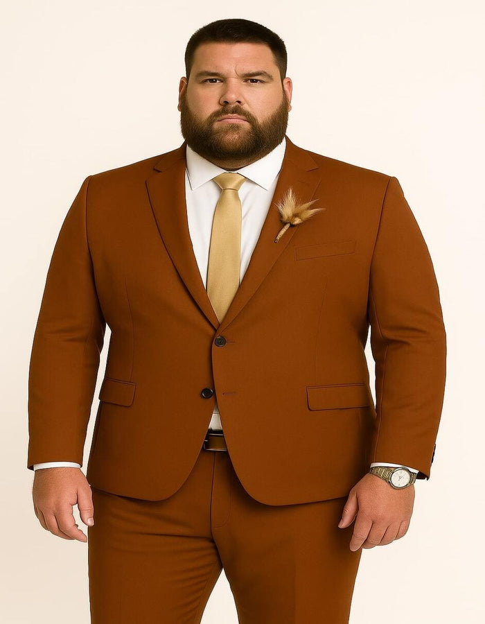 Mens Rust Brown Wedding Suit - Modern Slim Fit Groom Suit for Fall Outdoor Ceremonies