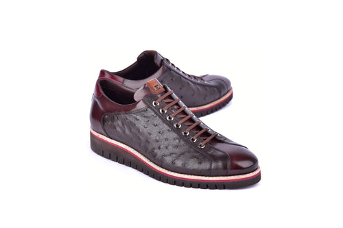 C21101-4005-OSt Genuine Ostrich Sneaker-Brown