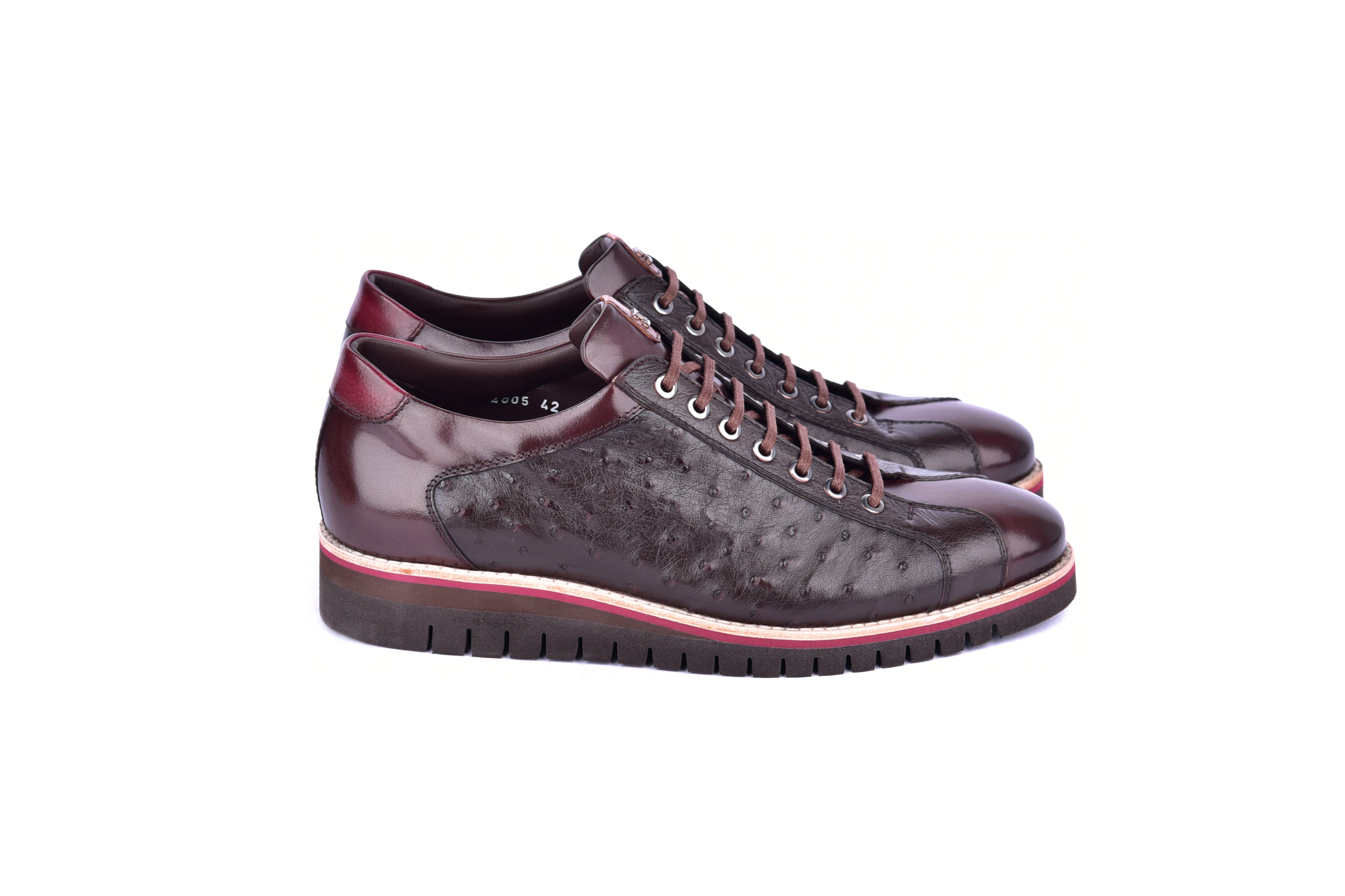 C21101-4005-OSt Genuine Ostrich Sneaker-Brown