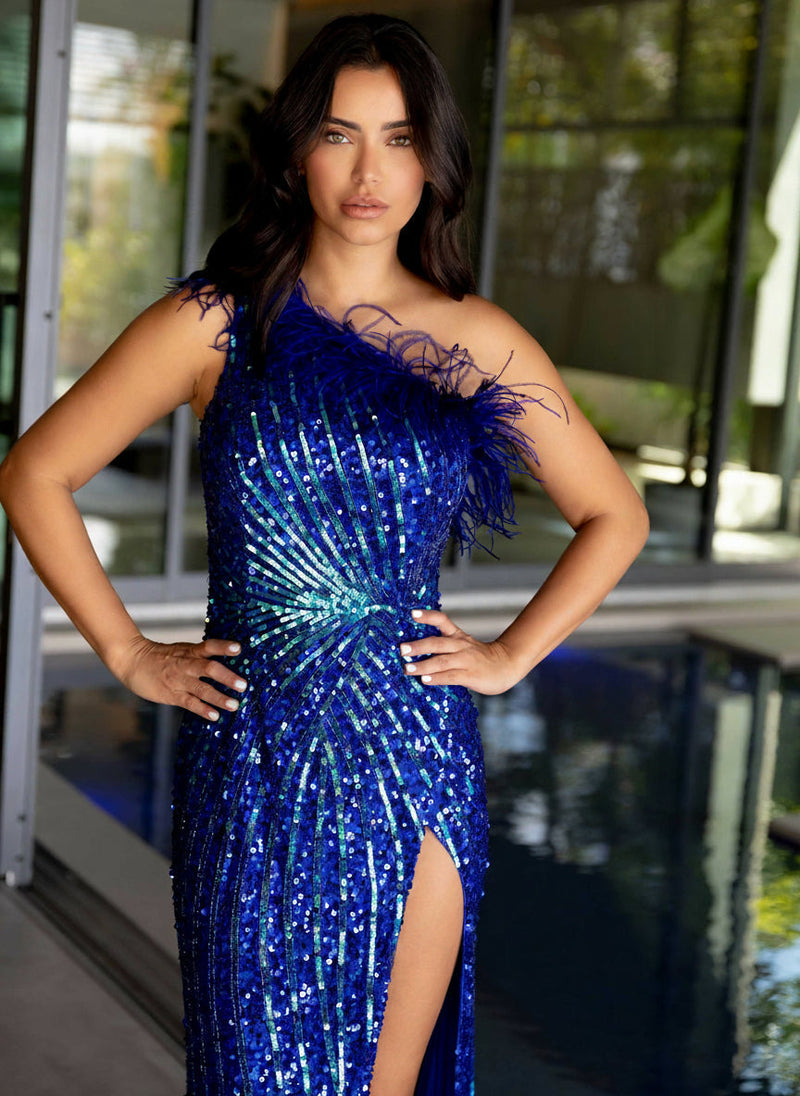 Primavera Couture 4112 - Sequin Feather Prom Dress