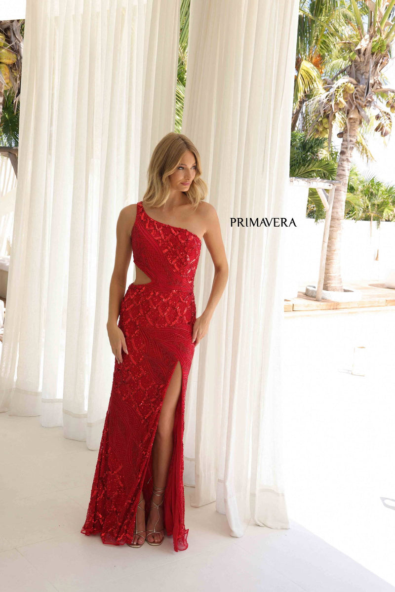 Primavera Couture 4329 - Beaded Slit Prom Dress