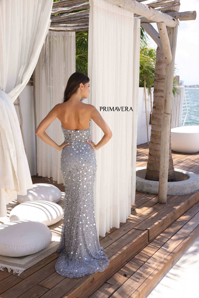 Primavera Couture 4351 - Slit Beaded Prom Dress