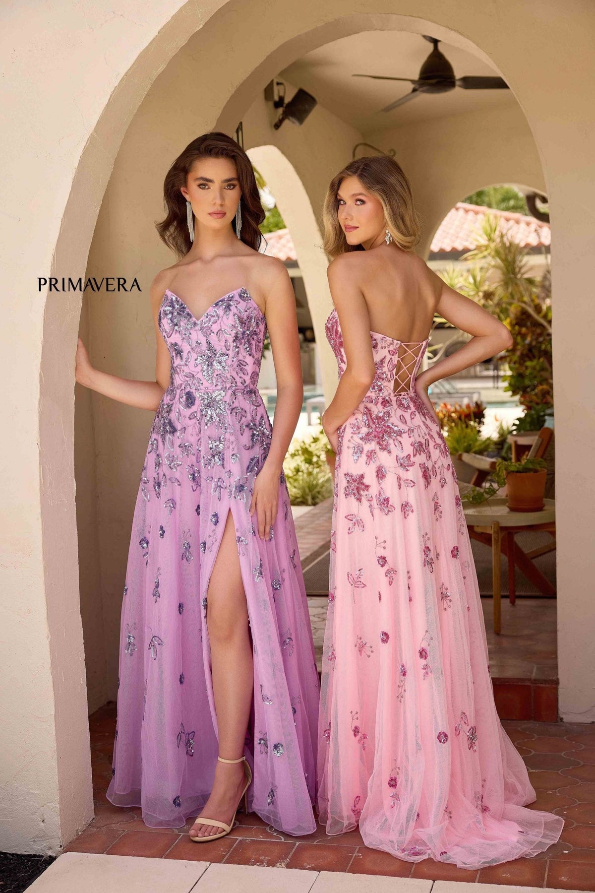 Primavera Couture 4361 - Beaded Sequin A-Line Evening Gown