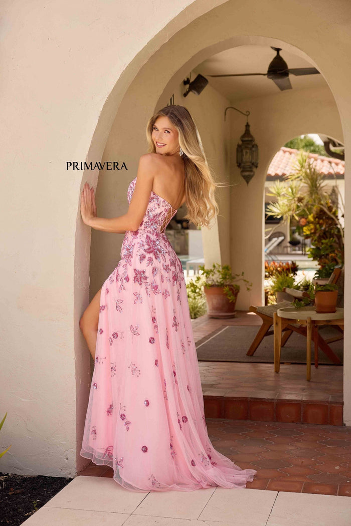 Primavera Couture 4361 - Beaded Sequin A-Line Evening Gown