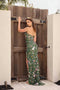 Primavera Couture 4375 - Beaded Floral Slit Prom Dress