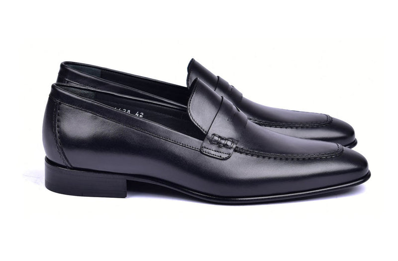 Corrente 4428 Leather Slip-On Loafer Shoes - Penny Black - Image 2