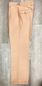 Tiglio Luxe Marbella blush wide-leg pants: fitted waistband, lightweight fabric. Single right pocket with gold button. Clean, tailored look. Solid blush color.
