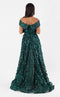 Jessica Angel JA453 Off-Shoulder A-Line Train Prom 3D Floral Mesh Dress