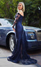 Jessica Angel JA487 Off-Shoulder Illusion Fitted Godet Court Train Lace Dress