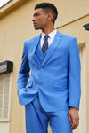 Mens Stacy Adams Suit - Stacy Adams Suit Men's Fancy Two-Button Vested Suit in French Blue
