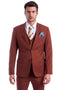 Graduation Suit - Men's Two Button Slim Fit Vested Solid Basic Color Suit in Light Brown Rust