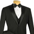 Santorini Collection - Regular Fit Black Tuxedo 4 Piece with Vest Bow Tie Adjustable Waistband