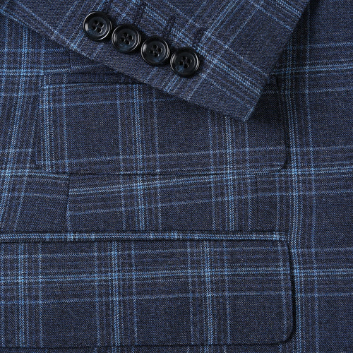 562-4 Men's Slim Fit Wool Stretch Checked Suits