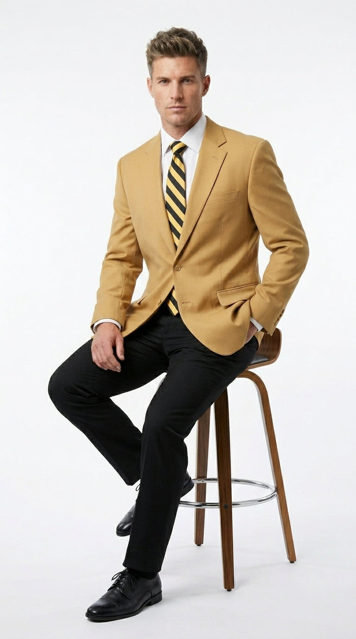 Men’s Camel Blazer, Classic Two Button Business Casual Wedding Summer Sport Coat Jacket in Khaki Bronze Color Modern Fit