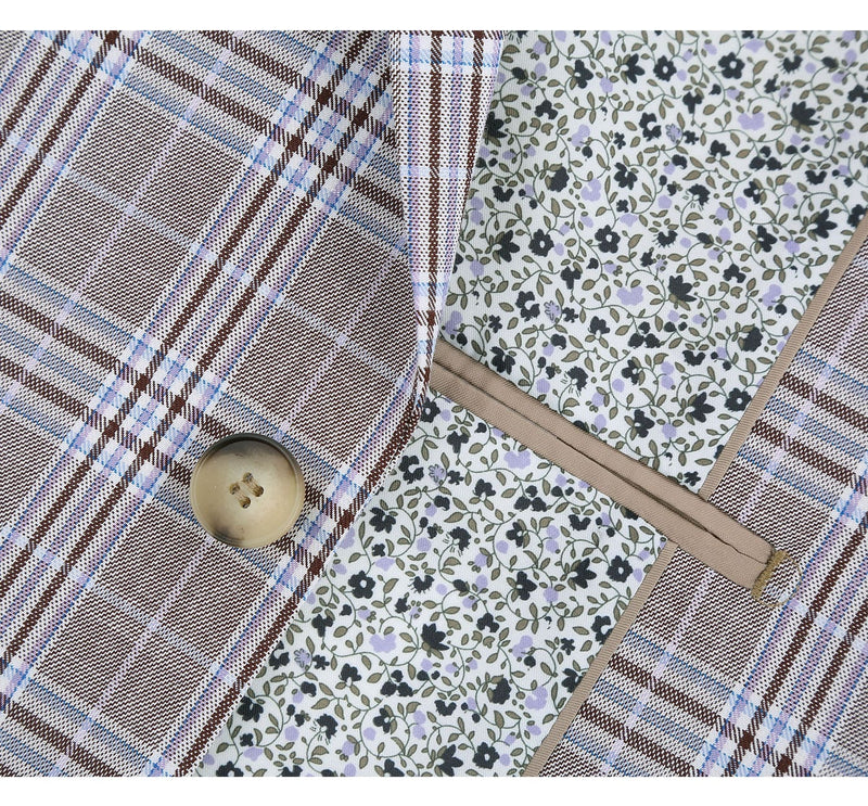 292-7 Men's Slim Fit 2-Piece Single Breasted Check Dress Suit