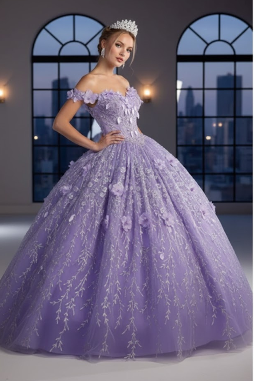 Floral Off The Shoulder Ball Gown Quinceanera Dress