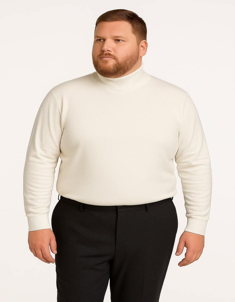 Men's Ivory Turtleneck Sweater – Classic Slim Fit Knit Pullover for Winter Elegance - Cream