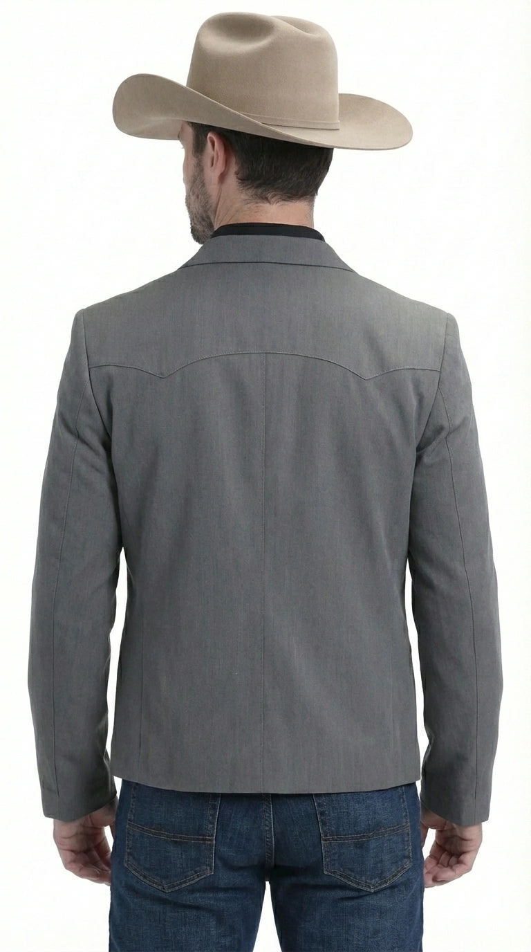Mens Charcoal Gray Western Blazer – Cowboy Style Casual Jacket Classic Country Western Sport Coat