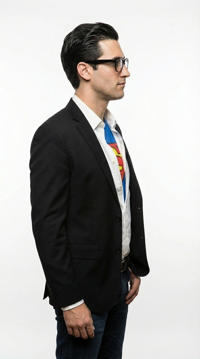 Mens Black Blazer – Clark Kent Inspired Smart Casual Office Blazer for Men Classic Everyday Formal Jacket