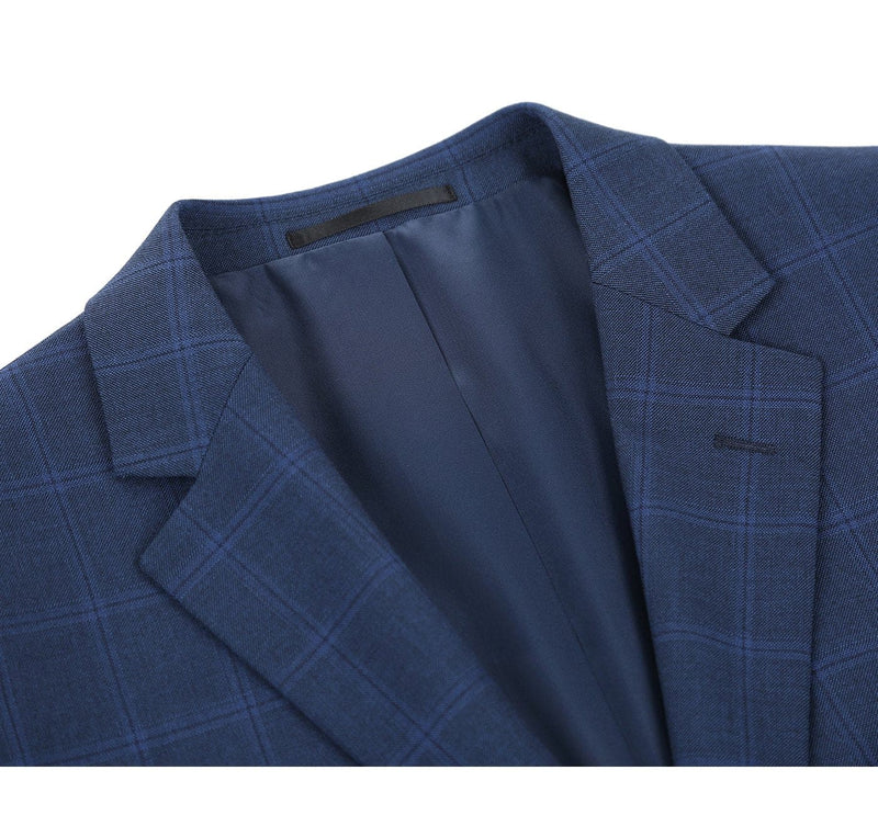 292-6 Men's Slim Fit 2-Piece Single Breasted Check Dress Suit