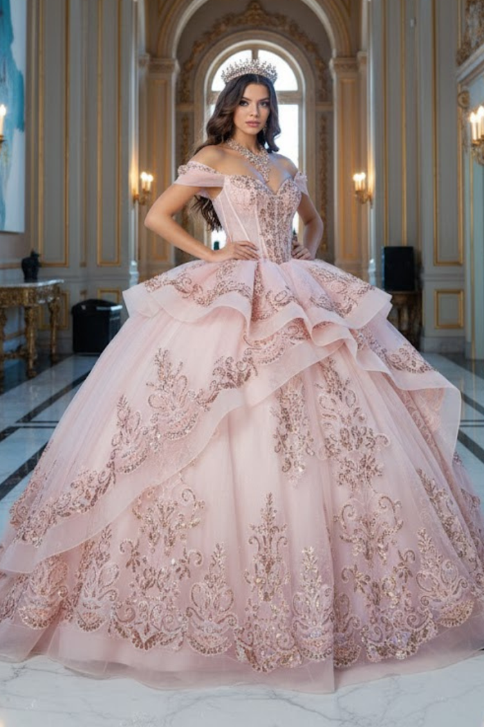 Off Shoulder Corset Ball Gown by Bella Princess PQ1074
