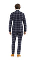 Mens Vested Gangster Plaid Pattern 1920's Plaid Suit in Navy