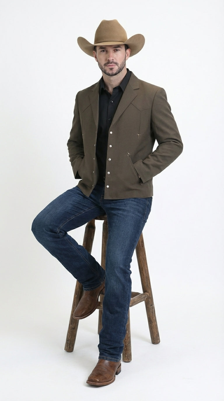 Mens Brown Western Blazer – Cowboy Style Casual Jacket Vintage Western Sport Coat Country Fashion Jacket
