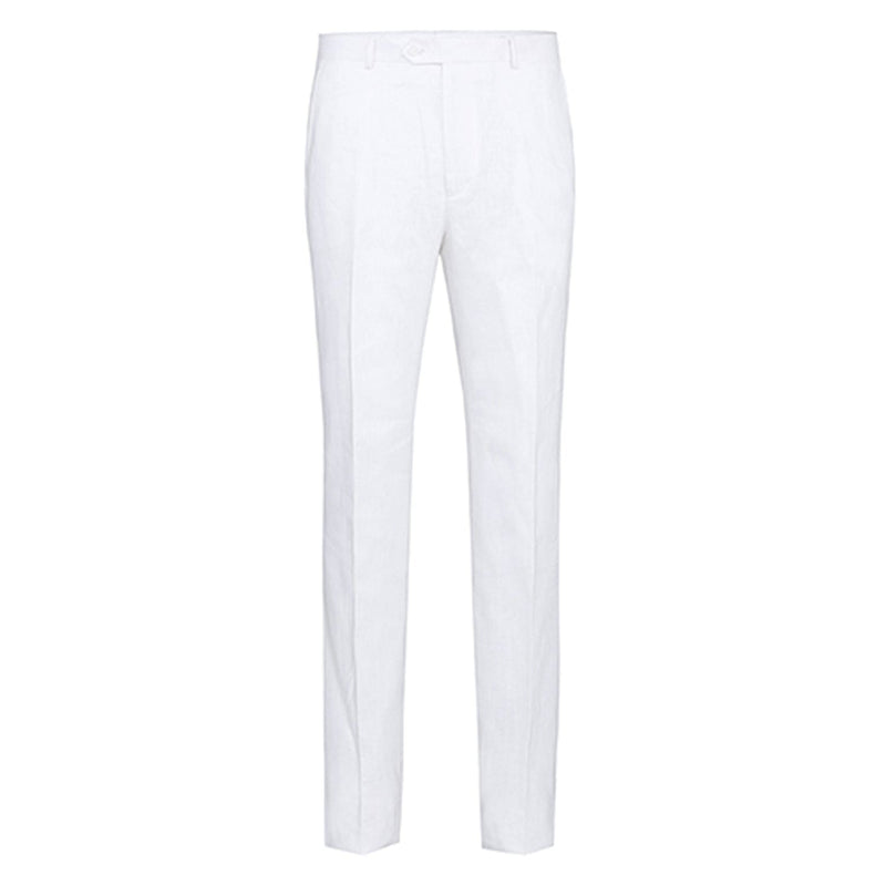 601-20 Men's Notch Lapels White Solid Linen Suits