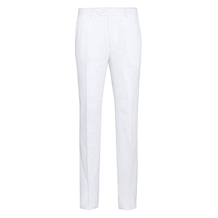 601-20 Men's Notch Lapels White Solid Linen Suits