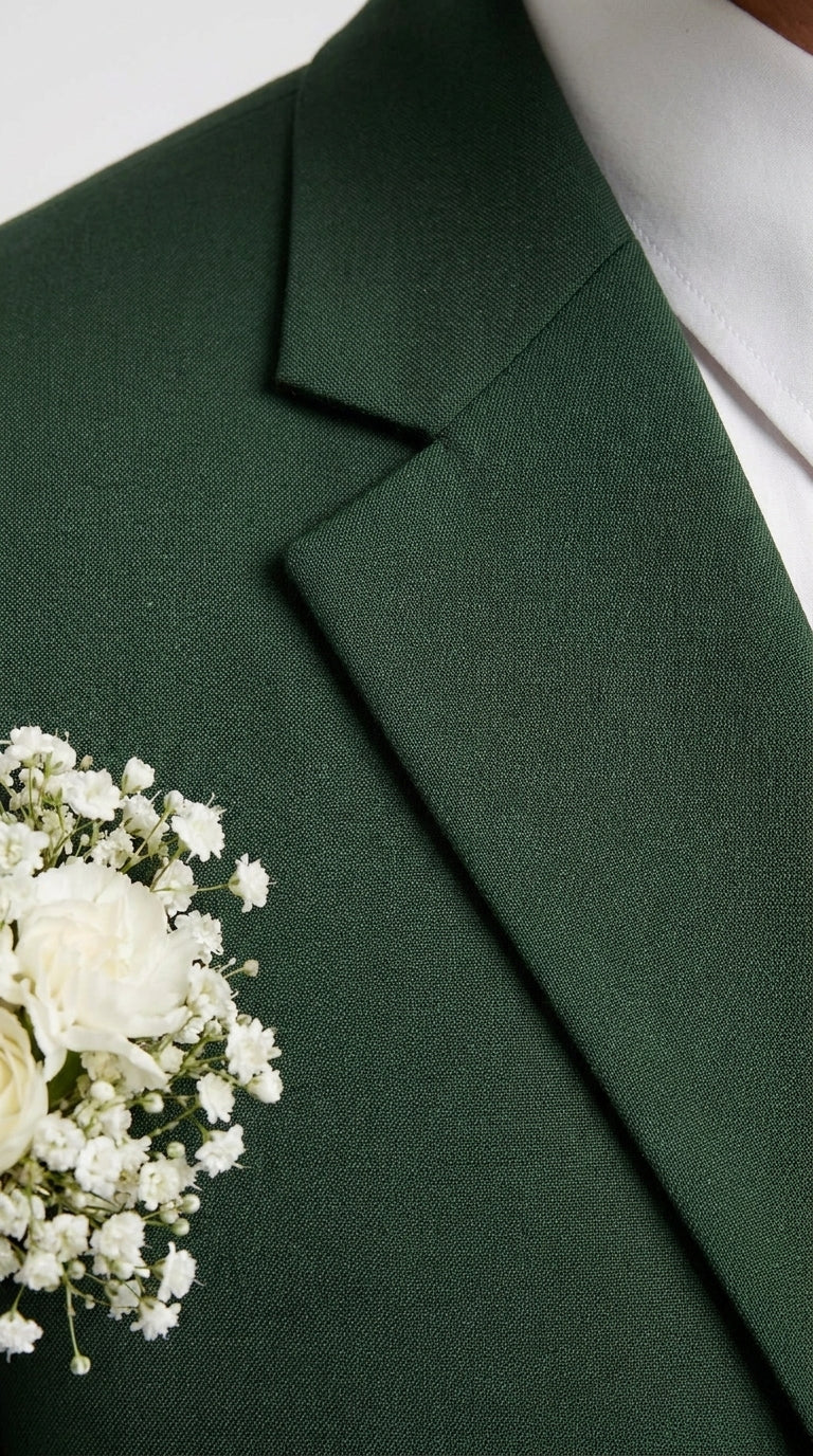 Men’s Forest Green 3 Piece Wedding Suit, Formal Groom Groomsmen Dress Suit Set