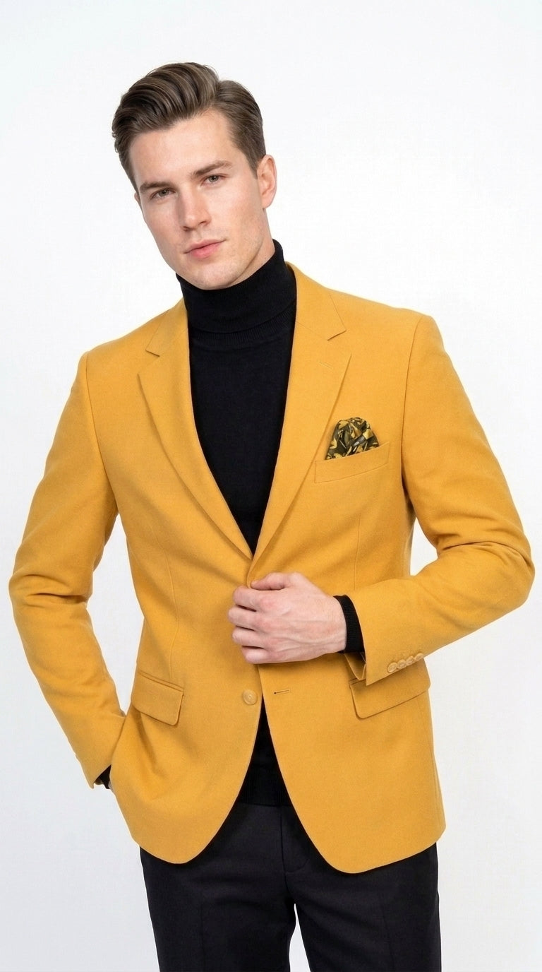 Men’s Mustard Gold Blazer, Fashion Sport Coat Wedding Party Church Dress Jacket