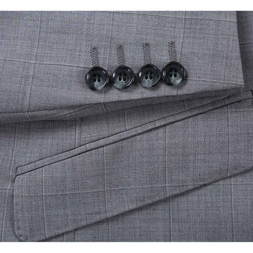 564-1 Men's Classic Fit Wool Blend Stretch Checked Suit