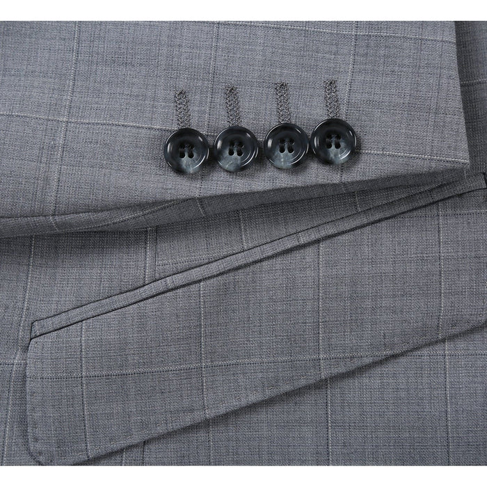 564-1 Men's Classic Fit Wool Blend Stretch Checked Suit